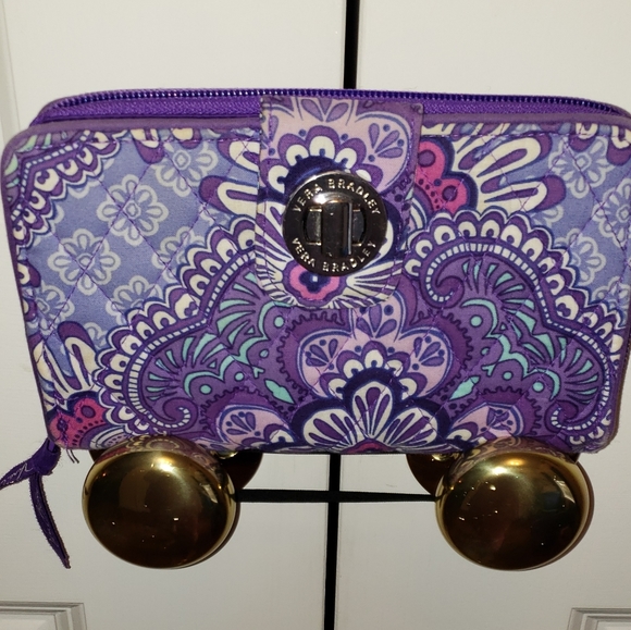 Vera Bradley Handbags - Vera Bradley Turnlock Wallet in Purple Floral